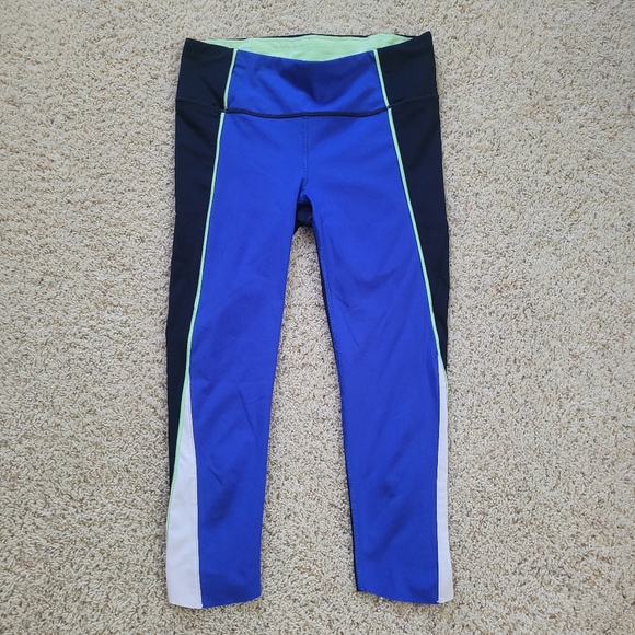 Athleta Velocity Colorblock Capri S Blue Green - Picture 1 of 8
